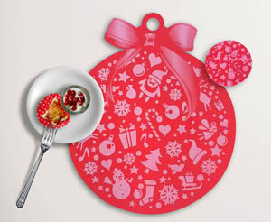 mantel individual de goma navideño mas posavasos